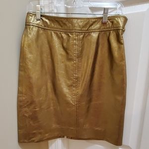 gold leather skirt